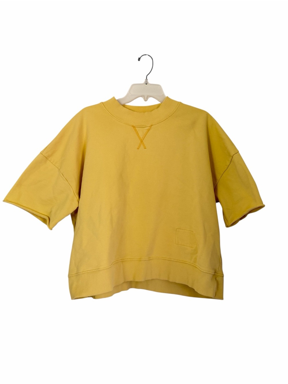Daily Drills Pale Yellow Short-Sleeve Cotton Sweatshirt Size XS - Picture 2 of 5